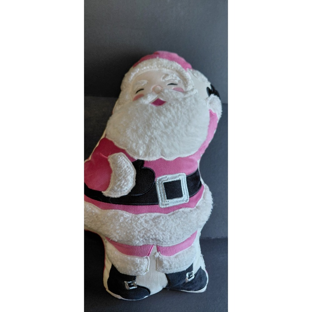 soft plush pink Santa holiday throw pillow Collectible Decor Pastel Style Sweet